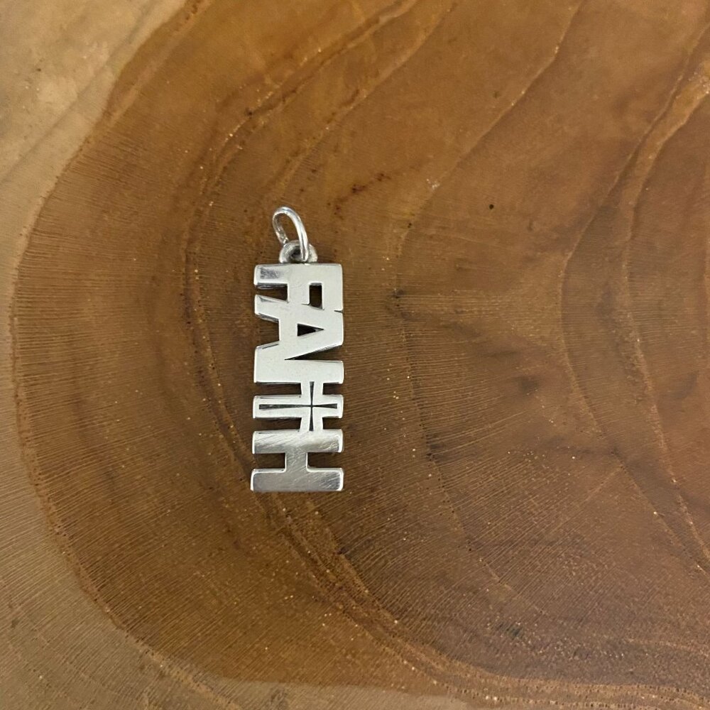 RETIRED James Avery FAITH charm, sterling silver